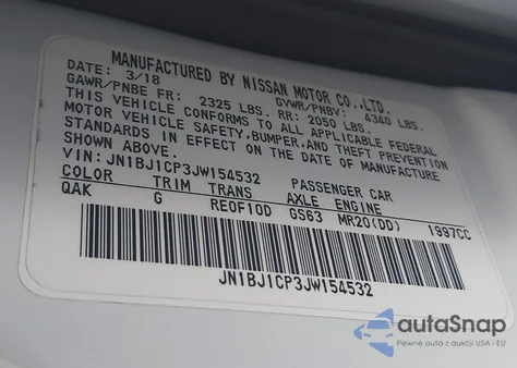 2018 Nissan Rogue Sport S z USA, uszkodzony, nr VIN JN1BJ1CP3JW154532